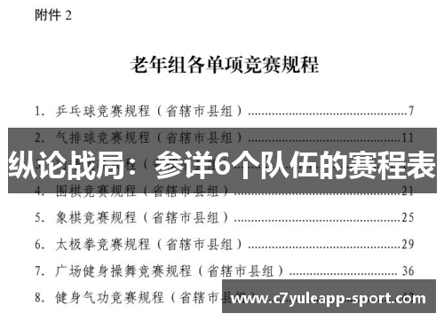 纵论战局：参详6个队伍的赛程表