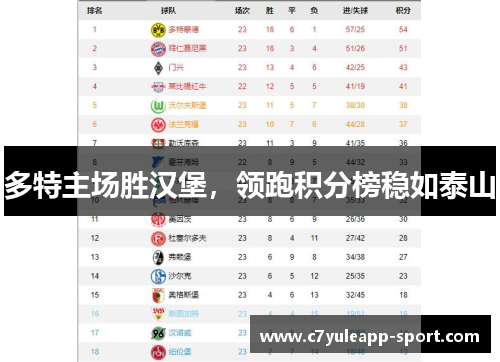 多特主场胜汉堡，领跑积分榜稳如泰山