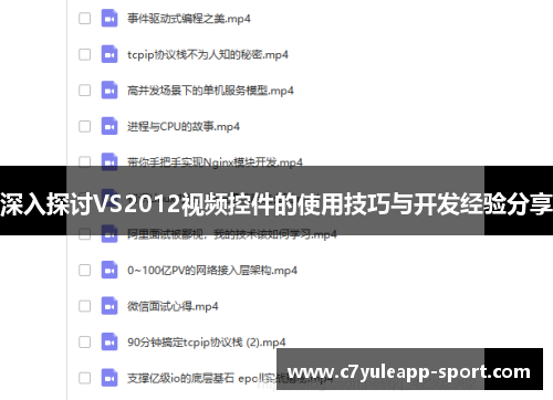 深入探讨VS2012视频控件的使用技巧与开发经验分享